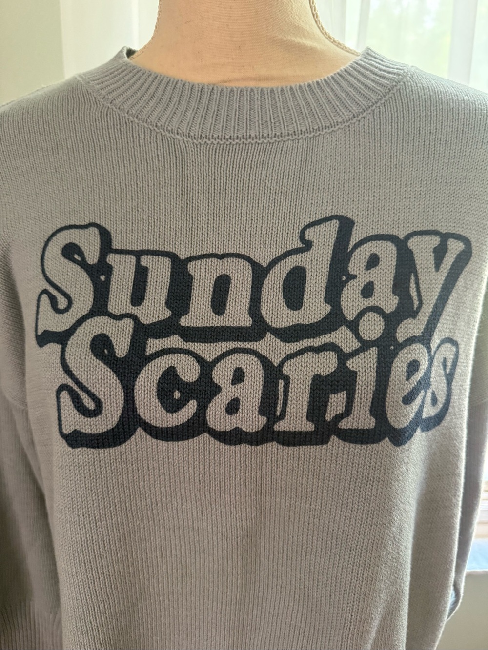 Sincerely Jules “Sunday Scaries” Knit Blue Crewneck Sweater / Medium / NWT!!